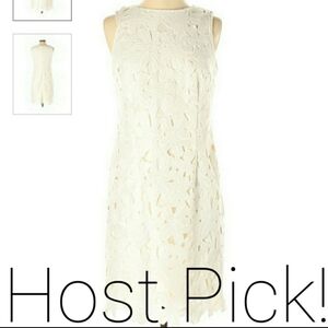 Ann Taylor Off-White Floral Lace Overlay Dress Size 2 Beautiful Wedding Party